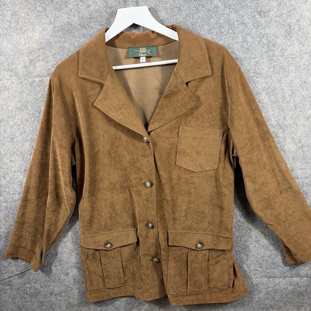 VTG Orvis Mens Leather Suede 4 Button Down Coat Size Large VGC